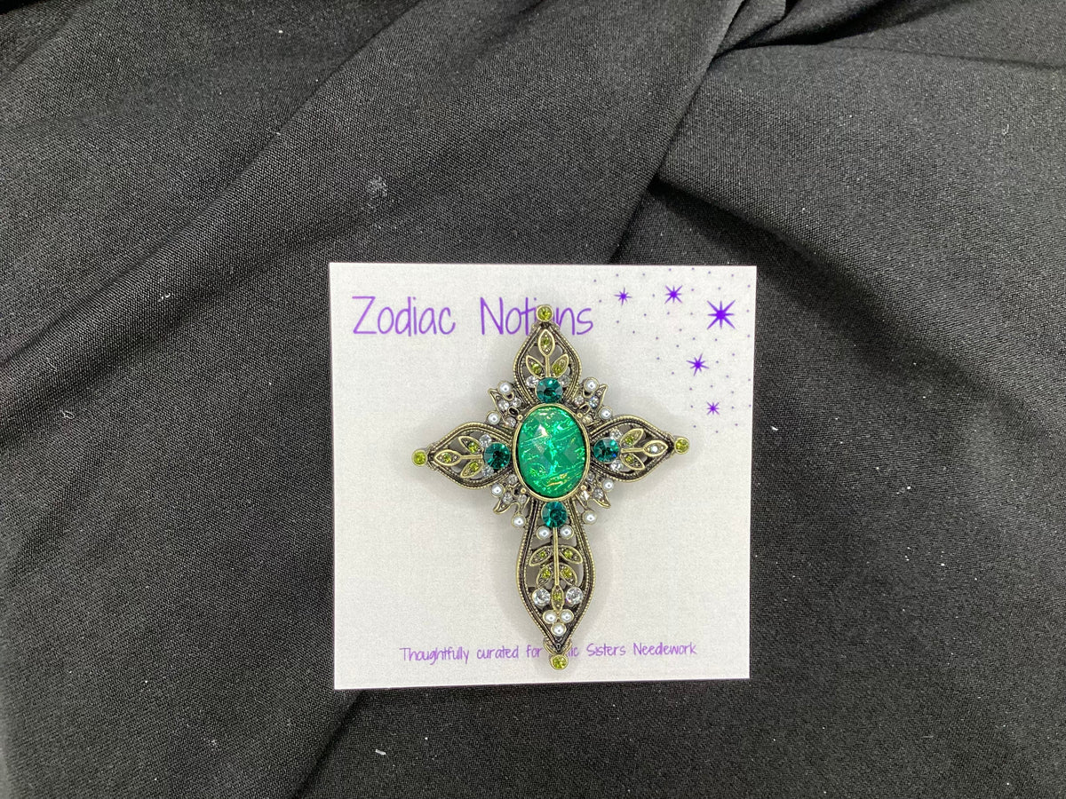 Celtic Cross Green Stone