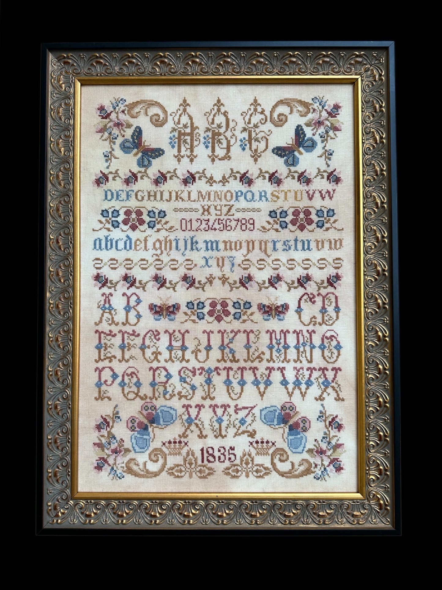Butterflies Flowers and Letters Sampler